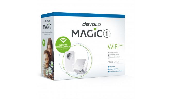 devolo Magic 1 WiFi 2-1-2 Starter Kit mini, Powerline + WiFi (2 adapters)