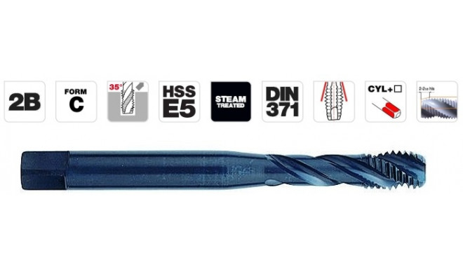Machine tap UNC N°6, DIN 371, spiral flute 35°