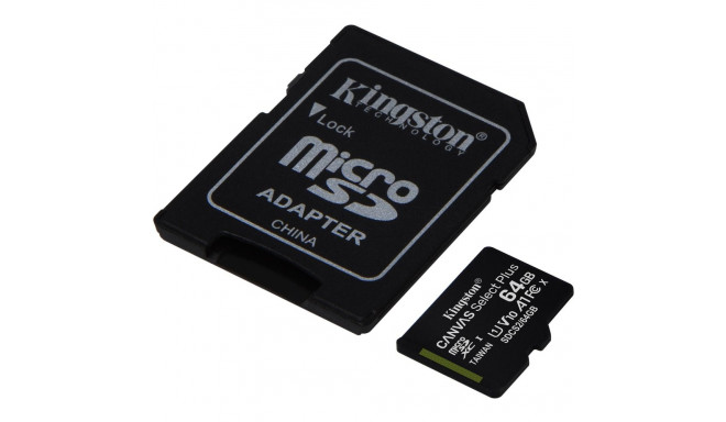 "CARD 64GB Kingston Canvas Select Plus microXC 100MB/s +Adapter"