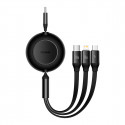 Baseus cable Bright Mirror 2 3w1 USB - micro USB + Lightning + USB-C 1,1m 100W black retractable