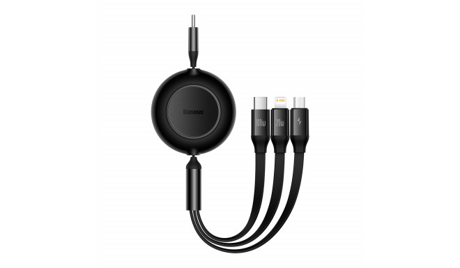 Baseus cable Bright Mirror 2 3w1 USB - micro USB + Lightning + USB-C 1,1m 100W black retractable