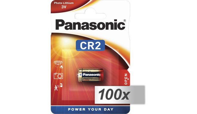 100x1 Panasonic Photo CR-2 Lithium VPE Outer Box