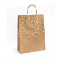 Kinkekott Kraft Gold Stars 33x10x24cm