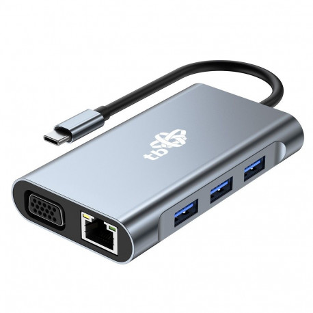 HUB 8in1 Adapter USB C HDMI x2 USB VGA RJ45 PD