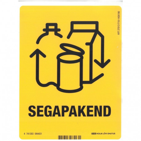 Kleebis prügikastile - SEGAPAKEND 145x190mm