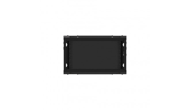 LANBERG Wall mount cabinet 19inch 6U 600x450 steel doors black flat pack