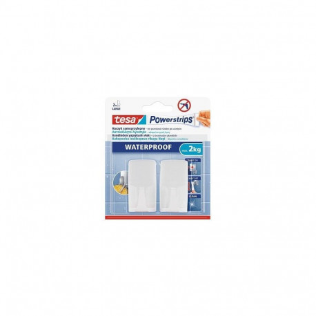POWERSTRIPS WATERPROOF HOOK WHITE 2PC