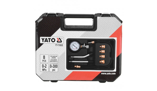 COMPRESSION PRESSURE GAUGE FOR GASOLINE ENGINES 8 PCS. YATO YT-73022