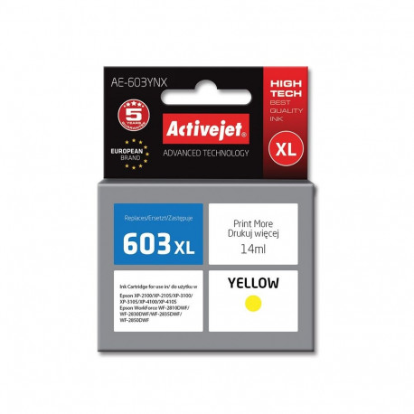 Activejet AE-603YNX tindikassett (asendus Epson 603XL T03A44; Supreme; 14 ml; kollane)