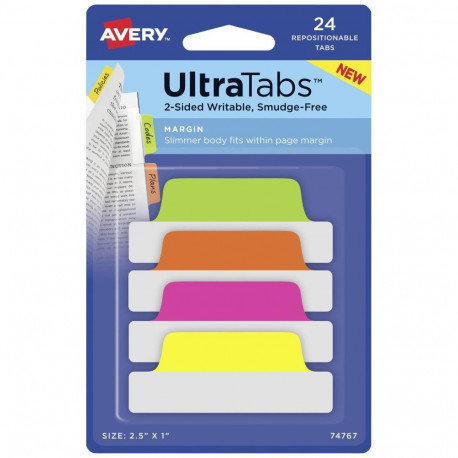 Bookmark 63.5x25mm AVERY in a pack of 4 neon colors