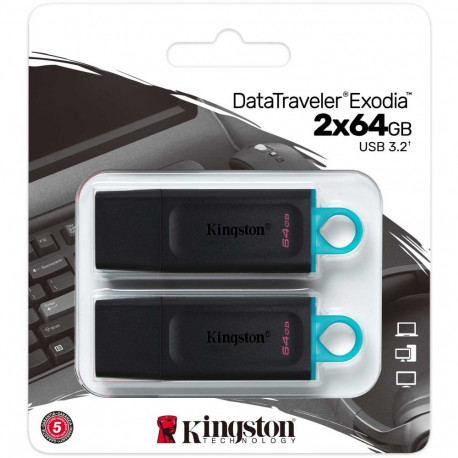 "STICK 64GB USB 3.2 Kingston DataTraveler Exodia 2-Pack Black/Teal"