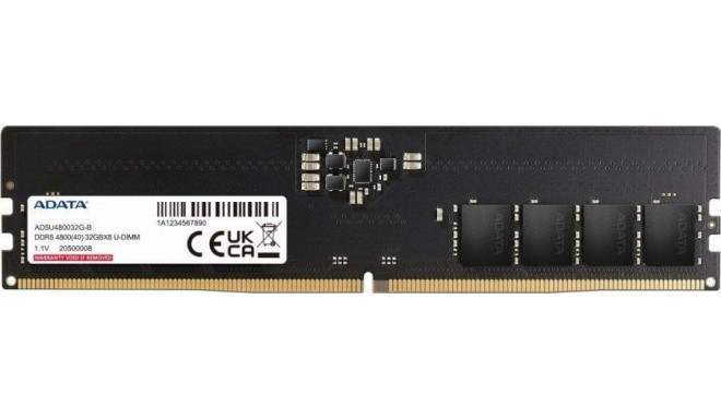 ADATA DDR5 memory, 32 GB, 4800MHz, CL40 (AD5U480032G-S)