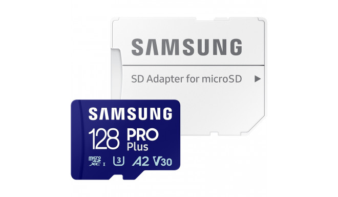 SAMSUNG PRO Plus 128 GB microSDXC (2023), memory card (blue, UHS-I U3, Class 10, V30, A2)