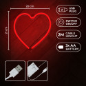 Neon LED Light HEART red Bat + USB FLNEO7 Forever Light