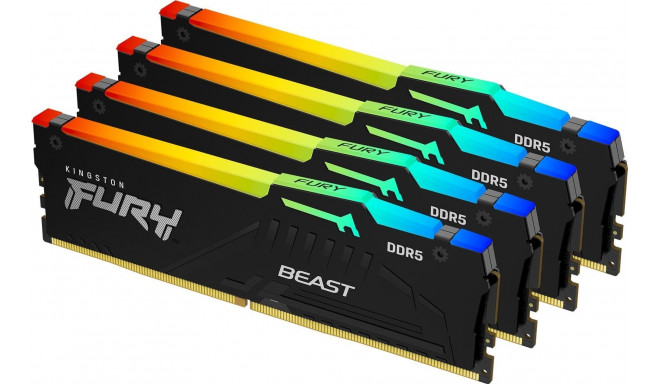 Kingston Fury Beast RGB mälu, DDR5, 128 GB, 5600MHz, CL40 (KF556C40BBAK4-128)