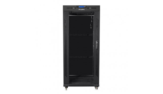 Installation cabinet rack 19 27U 600x800 black, glass door lcd (flat pack)