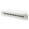 Digitus CAT 6A Patch Panel, shielded, 12-Port, 1HE, 10&quot;, grey