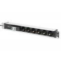 Digitus Aluminum Outlet Strip, 6 safety outlets with circuit breaker