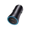 Car Quick Charger 40W 12-24V 2xUSB-C QC4+ PD SCP AFC, Dark Gray