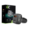 GREENCELL CAD33 Car Charger Green Cell USB-C Power Delivery + USB Quick Charge 3.0