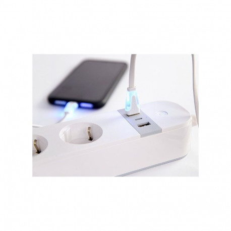 GEMBIRD nutikas USB-laadijaga pikendusjuhe 4 pistikupesaga, valge