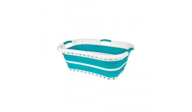 Beldray LA072979TQFEU7 Collapsible Hip Hugger Laundry Basket 37 L, White/Mint