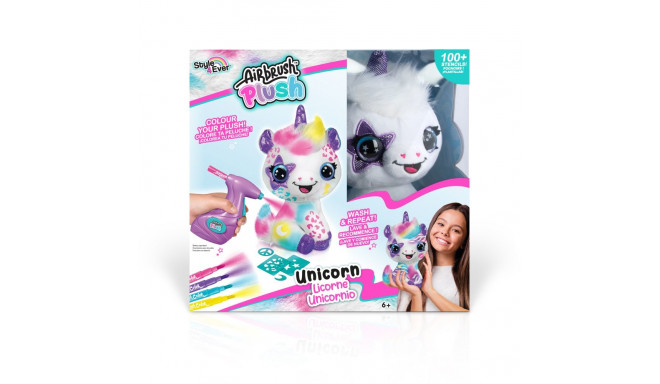 AIRBRUSH PLUSH Plīša DIY komplekts Vienradzis ar aerogrāfu, 25 cm