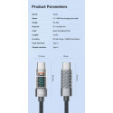 Toocki Type C to Type C Cable 100W PD Blue, 2m, with display Toocki Type C to Type C Cable 100W PD Blue, 2m, with display