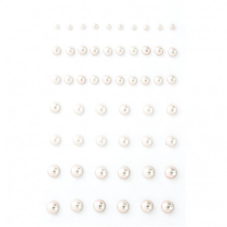 Poolpärl kleebised kreem, 3-7mm, 54tk