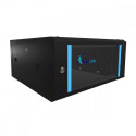 Wall cabinet 4U 600x600 black glass door