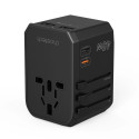 Choetech PD6045 USB-C USB-A 45W GaN cestovní nabíječka se zástrčkami US EU UK AU – černá