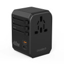Choetech PD6045 USB-C USB-A 45W GaN cestovní nabíječka se zástrčkami US EU UK AU – černá