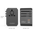 Choetech PD6045 USB-C USB-A 45W GaN cestovní nabíječka se zástrčkami US EU UK AU – černá