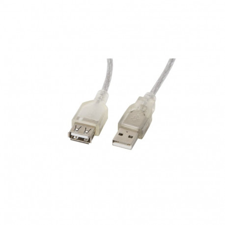 USB-A M/F 2.0 CABLE 5M TRANSPARENT FERRITE LANBERG