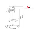Maclean MC-661 Trolley TV Stand with Mounting Bracket and 2 Shelfs