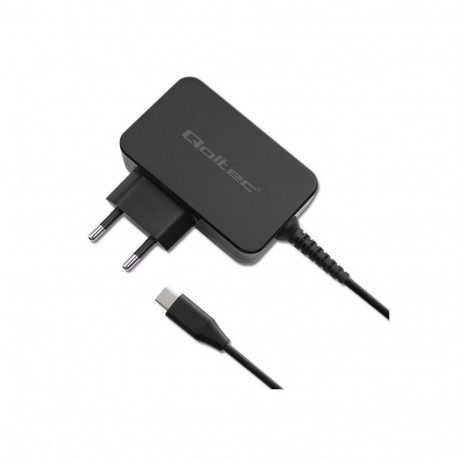 Qoltec 52386 GaN POWER PRO laadija 1xUSB-C 65W 5-20V 3-3,25A must
