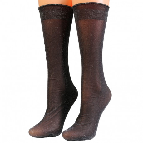 SOKISAHTEL DECOR musta värvi sädelevad sokid 444