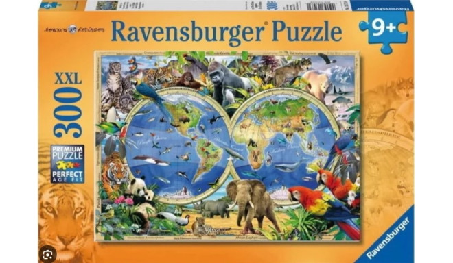 Ravensburger pusle 300 tk Maailma atlas loomadega