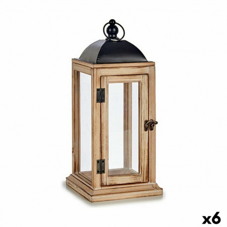 Фонарь Dabisks Melns Metāls Koks (18 x 43 x 18 cm) (6 gb.)