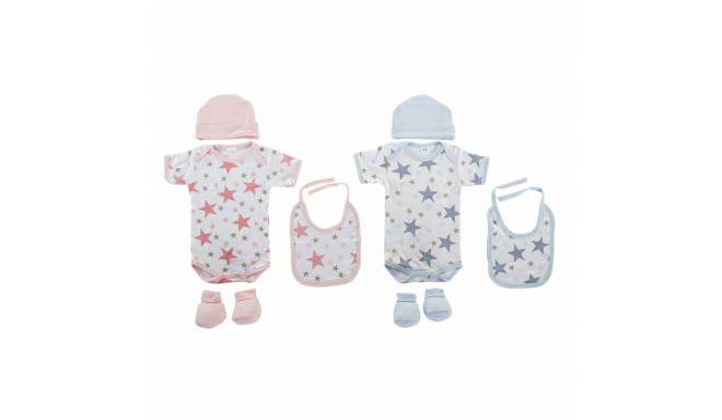 Drēbju komplekts DKD Home Decor Zils Rozā 0-6 mēneši Kokvilna Zvaigznes (2 gb.)