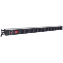 Intellinet Vertical Rackmount 12-Way Power Strip - German Type, With On/Off Switch and Overload Prot