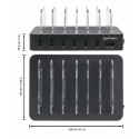 Manhattan Charging Station, 6x USB-A Ports, Outputs: 6x 2.4A, Smart IC, LED Indicator Lights, Black,