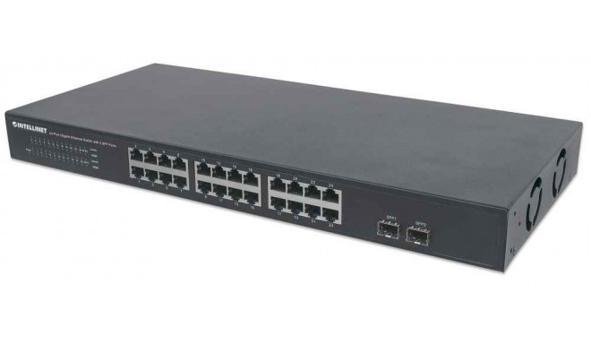 Intellinet 24-pordiline Gigabit Ethernet lüliti 2 SFP pordiga, 24 x 10/100/1000 Mbps RJ45 porti + 2 