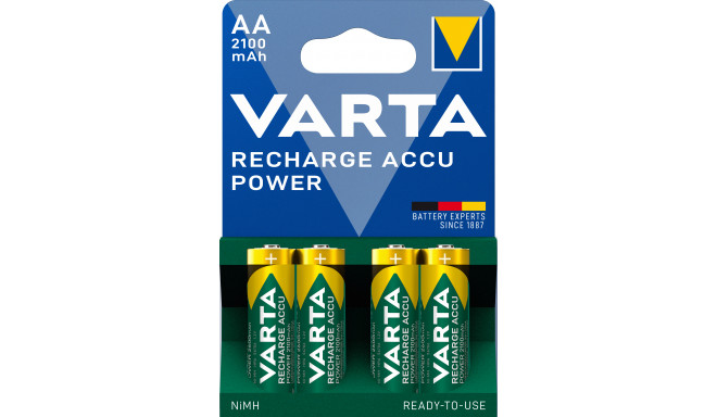 VARTA HR6 AA Recharge Accu Power 2100 mAh 56706 laetavad patareid 4 tk roheline, kollane