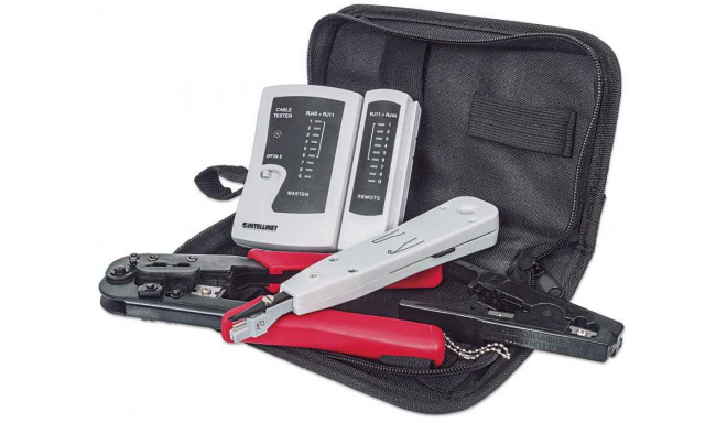 Intellinet 4-Piece Network Tool Kit, 4 Tool Network Kit Composed of LAN Tester, LSA punch down tool,