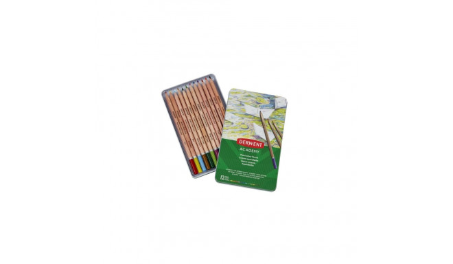 Derwent Academy Watercolour Pencils 12 colours, Tin box