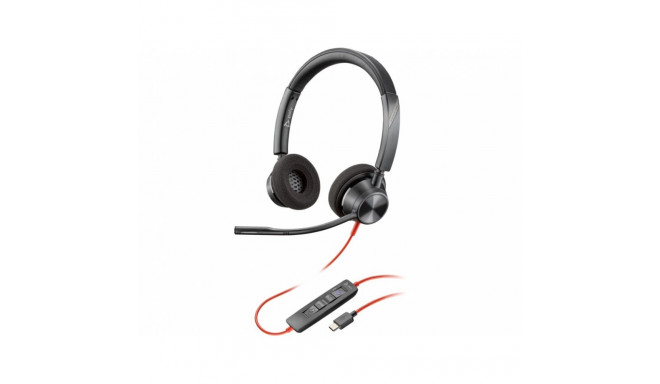 The Poly Blackwire 3320 MST USB-C/A (8X220A) is a wired stereo (dual-ear) headset d