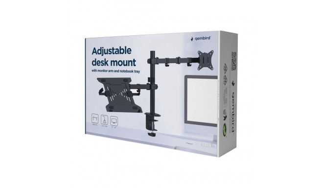 GEMBIRD MA-DA-03 Adjustable desk mount with monitor arm and notebook tray