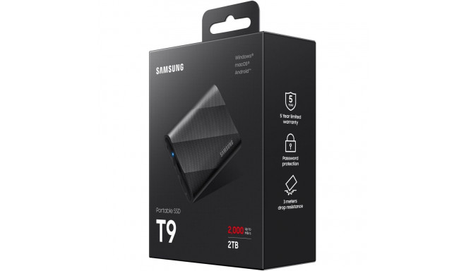 "2TB Samsung Portable T9 USB 3.2 Gen2 Black retail"