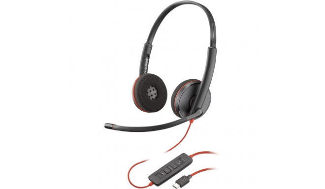 "HP Poly Blackwire 3220 Stereo USB-C Headset +USB-C/A Adapter (Bulk) (209749-201/209745-201)"